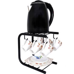 D&V ENGINEERING Cup Kitchen Rack Iron Countertop Mug Tree, Coffee Mugs & Tea Cup Storage Rack, Coffee Counter Bar Accessory & Kitchen Organizer, Black