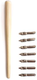Definite Art Lacquered Wooden Handle Calligraphy Pen with 7 Nibs (T1, T2, T3, T4, T5, N2 and Z2) Calligraphy