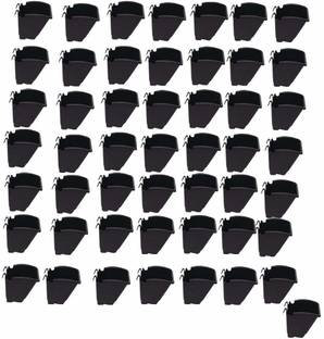4K Agro Vertical Wall Hanging Garden Pots (Black) - 50 Pots Plant Container Set