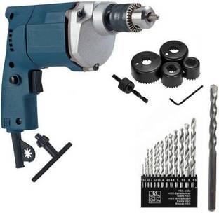 shafiq internatonal Combo Rx 10mm Electric Drill Machine With 13Hss Drill Bit +1 Masonary Drill Bit + 6Pcs Hole Saw Set Pistol Grip Drill (10 mm Chuck Size) Rx 10mm Electric Drill Machine With 13Hss Drill Bit +1 Masonary Drill Bit Rotary Hammer Drill