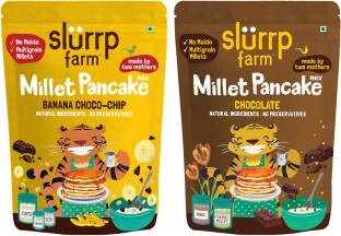 Slurrp Farm No Maida Pancake Mix, Banana Chocochip & Chocolate, Eggless, 2X150g Baby Snacks 300 g