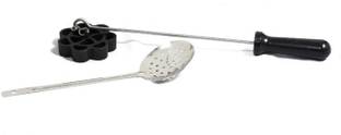 Flora and Co Stainless Steel Non-Stick Achu Murukku Maker with Free Steel Skimmer Spoon set of 2 Kitchen Tool Set