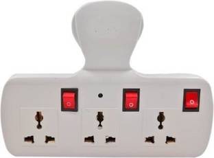 D-DEVOX Plast Multiplug with Individual Switches, Led Indicators & Fuse (Three Pin Plug) 3 Socket Extension Boards (White) 3  Socket Extension Boards