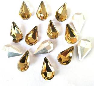 Atifa embroidery material 7x12mm drop shape golden shadow glass stone for embroidery, craft and jewellery making(100 pieces)