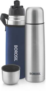 BOROSIL Hydra Thermo Vacuum Insulated Water Bottle with Bag, 24 hrs Hot and Cold 750 ml Flask