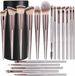 BS-MALL Makeup Brushes Premium Synthetic Foundation Powder Concealers Eye Shadows Silver Black Makeup Brush Sets(18 Pcs)