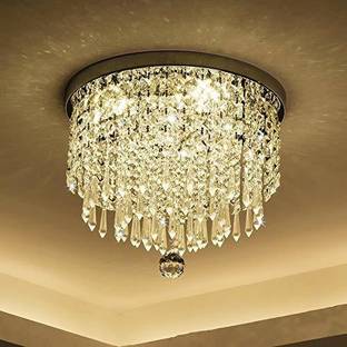 rockstarcreation Crystal Glass Chandelier for Bed Room, Hall, Hotel, Restaurants Decorative Ceiling Light (4 Led Light 2 watt each) (Light Color : Warm White) Chandelier Ceiling Lamp