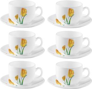 LAOPALA Pack of 12 Opalware 160ml Iris TP cup & saucer Set