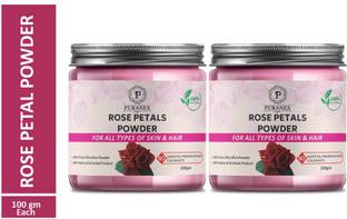 puranex 100% Natural & Pure Rose Petals Powder For Pinkish, Soft, Pimple free, Extra Glowing & Shiny, Deep Cleansing, Skin Face Pack 200 GM (Pack of 2) 100 GM Each