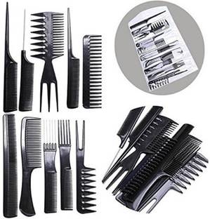 Shopeleven 10Pcs Pro Salon Hair Cut Styling Hairdressing Barbers Combs Brush Comb Set, BlackW21