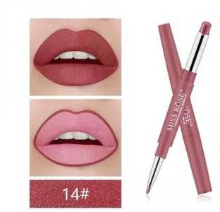 MISS ROSE Makeup Professional Lipstick & Liner 2 in 1-14 (Twinning Velvet, #14)
