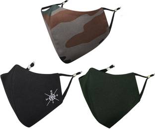 MASQ 4 Layer Protective, 100% Cotton, Cloth Face Mask Combo for Men with Ear Loops Konark_Combo_Large_03 Reusable, Washable Cloth Mask