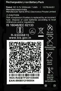 MATSV Mobile Battery For  JIO Keypad Phone F101K/F61F/F81E/F30C/F90M/LF-2403N/F120B/F41T/F50Y/F220B/F210Q/LF2402/F221S/F211S