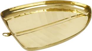 Magic's Max Puja Thali in Leaf Shape Brass