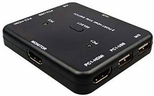microware HDMI KVM Switch 2 Ports Share 2 Computers with One Monitor 2x1 USB KVM Metal Switch with HDMI Cables and USB Cable, Support UHD,4K@30Hz, Support Wire Keyboard and Mouse (2-Port-USB) Media Streaming Device