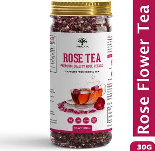 Vanalaya Rose Flower Tea Made from 100% Natural Rose petals Sundried Rich in Antioxidants for Beautiful skin Rose Herbal Tea Plastic Bottle