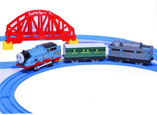 Kiditos Electric Engine Train Track Set Toy - , Cart & Bridge - With Sound & Lights