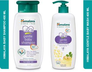 HIMALAYA Baby Shampoo and Baby Wash Combos | Baby's first bath (400ml+400ml)