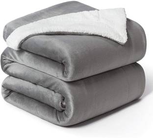 VAS COLLECTIONS Solid Single Sherpa Blanket for  Heavy Winter