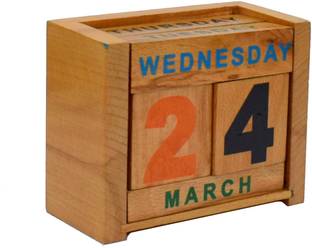 Wigano Wooden Minimal Blocks Desk Calender for School,Office & Home 2021 Table Calendar