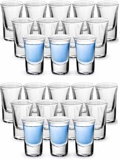 SEASPIRIT (Pack of 24) Drinking Ware Glass Cup Beer Steins shot glass Set with Heavy Base Shot Glasses Beer Skull Glass ,Cocktail ,wine ,Whiskey and Liqueurs, Vodka Glass Round Thick Bottom Shape Glass Set Shot Glass