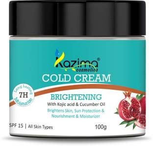Kazima Brightening COLD CREAM (100g) SPF15 with Kojic Acid & Cucumber Oil For Nourishment & Moisturizer, Sun Protection
