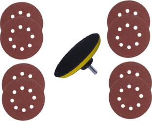 DUMDAAR High Quality 5inch 8pc Velcro Pad 1pc Backing pad 1pc Adapter (Pack of 10) Metal Polisher