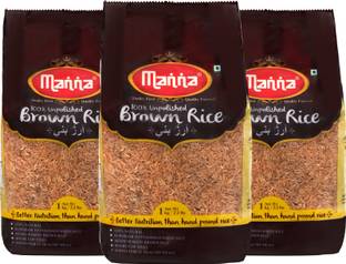 Manna Brown Rice 3kg (1kg x 3 Packs) - Premium Quality, Long Grain, Unpolished. 100% Natural. Naturally Low GI, High in Fibre. Helps Control Diabetes Brown Rice (Medium Grain) Brown Rice
