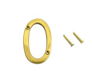 Wigano 3" House Door Numbers Brass Yellow (Number 0) Sign