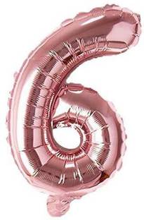 Hippity Hop Solid 6 Number Foil Balloon 16" Inch -(Pack of one Unit) Rose Gold (Rose Gold-6 ) Balloon