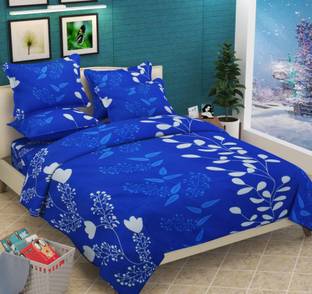MAHESHCOMPANY Polyester Double Fitted (Elastic) 140 TC 3D Printed Bedsheet