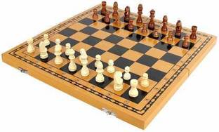 HK Sport & Toys Wooden Folding Chess Board Set 10.16 cm Chess Board (Brown) Board Game Accessories