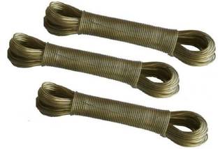 Timelie PVC Coated Anti-rust Steel Wire Rope /Clothesline (20m) with 2 Plastic Hooks Set of 3 pcs Plastic, Steel Clothesline