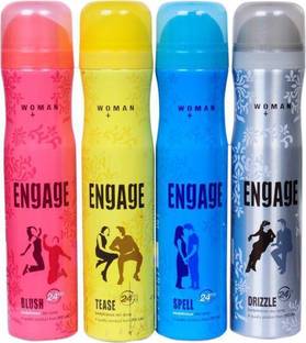 Engage BODY SPRAY COMBO SPELL,BLUSH,TEASE,DRIZZLE 150ML EACH Deodorant Spray  -  For Women