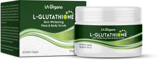 LA Organo L- Glutathione Face & Body Scrub for Skin Whitening, Brightening & Anti Ageing, Enrich with Vitamin C