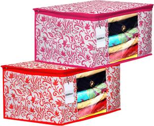 Billion Designer Leaf Design 2 Piece Non Woven Fabric Saree Cover Set with Transparent Window, Extra L...