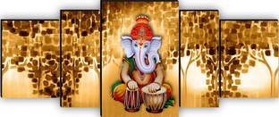 saf Ganesha large Set of 5 Digital Reprint 18 inch x 42 inch Painting