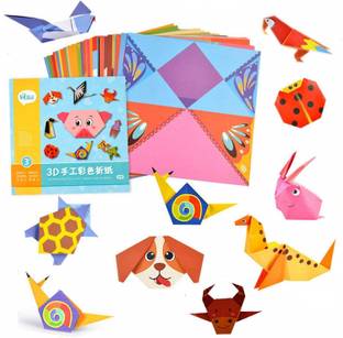 MentorKids 54 PCS Children Origami Paper Book for Animal Pattern 3D Puzzle DIY Folding Toy Kids Handmade Kindergarten Arts and Crafts Toys