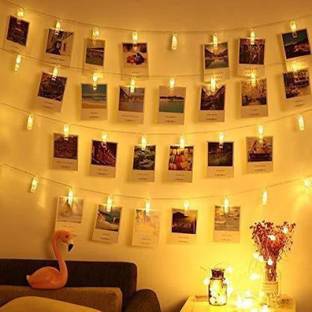 QUICKSHOP 16 Photo Clip LED String Lights for Photo Hanging, Birthday, Festival, Wedding, Party for Home, Patio, Lawn, photo frame home Restaurants Home Decoration (Warm White) Candle