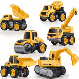PRESENTSALE Die Cast Metal Unbreakable Pull Back JCB Dumper Roller Mixer Engineering car team Toy for Boys girls Kids