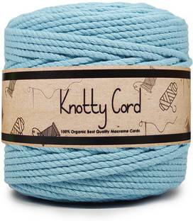 KnottyCord 3 Ply/Twisted Macrame (20 Meters, 4mm) Cotton Cord/Dori Thread for Macrame DIY, Carfts and Other Projects (Dark Sky)