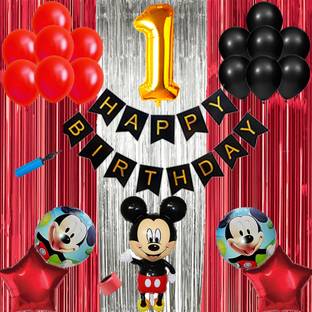 Shopperskart 1st/First Happy birthday Micky Mouse theme Combo Pack kit for party decorations