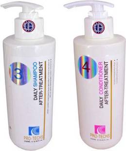 PRO-TECHS After Keratin Treatment Shampoo & Conditioner Set (250ml Each) For Daily Use Cleansing Duo For Dry to Normal Strands Unisex