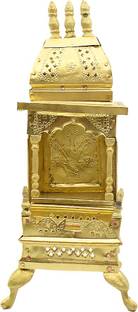 Puja N Pujari Brass Beautiful Home Temple Pooja Mandir for Living Room for Pooja Decorations Metal Home Temple