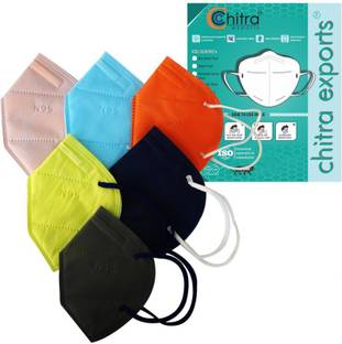 chitra exports N95 5 LAYER PROTECTION Reusable Anti-Pollution , Anti- Bacterial , Water Resistant, Reusable, Washable ( Free Size, Pack of 6) Reusable, Water Resistant, Washable