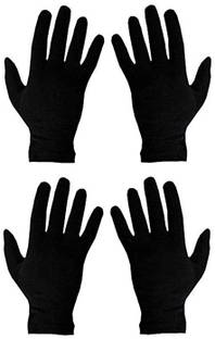 HF LUMEN Unisex Skin Black Half Cotton Gloves With Fingure Riding Gloves