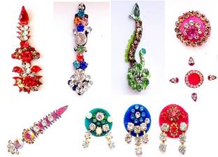 QUBIX Women Best Bindi Combo Pack 9 Flaps multiple Colors Woman Multicolor Bindis