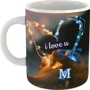 PASHUPATASTRA "I Love You" M Letter Printed (Couple Heart) Classic Stylish Coffee Gift For Valentine's day ,Friends , Lovers , , Anniversary Gift , Ceramic Coffee Mug