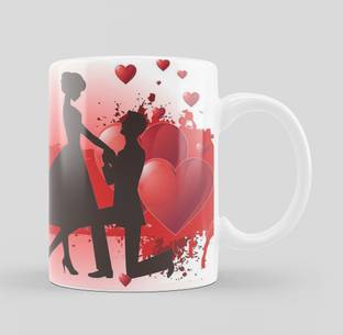 iMPACTGift Happy Valentines day Printed Coffee, Green Tea Best Gift for Couple, Husband and Wife, Girlfriend and Boyfriend, Lover Ceramic Coffee Mug