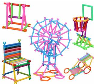 eRise Jumbo Pack of 180+ PCs Building Block Bars Different 3D Shapes for Educational Construction Engineering Set 3D Puzzle Interlocking Creative Kit, A Great STEM Toy Birthday Gift